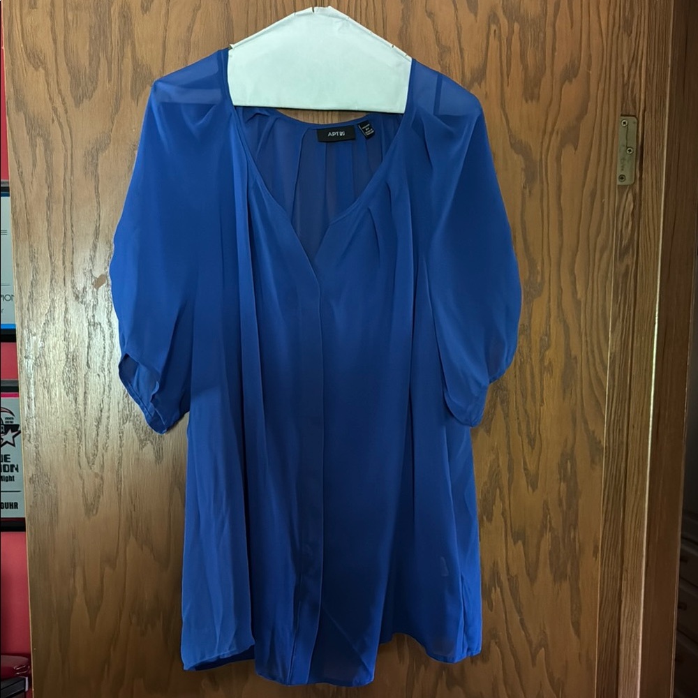 Apt. 9 Blue Pleated 3/4 Sleeve Blouse